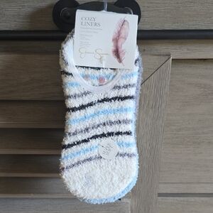 Jessica Simpson Striped Cozy Liners - Blue, Black, White💜